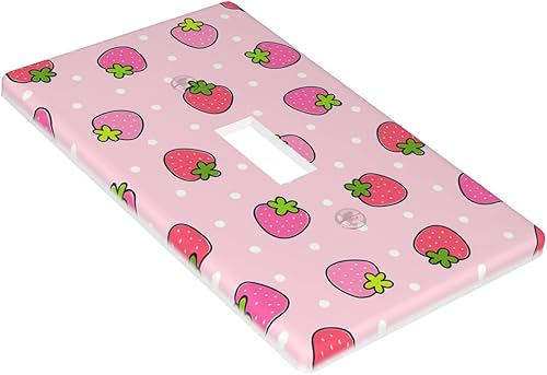 Miniatura 7 de Cubierta de interruptor de luz de fresa rosa, bonitas cubiertas de interruptor de luz de palanca individual, 1 placa de interruptor de banda, placas