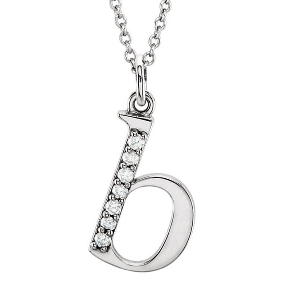 Dazzlingrock Collection 14K White Gold Diamond Initial Pendant - 0.05 Ct Lowercase Letter 'a' To 'z', 18" Chain Included - View #10