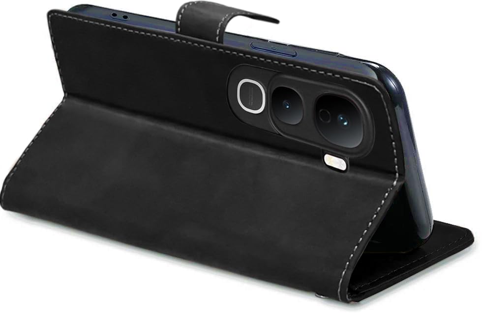 Image of Excelsior Flip Cover Case for Vivo Y400 Pro | Premium PU Leather | 360 Degree Protection (Black)
