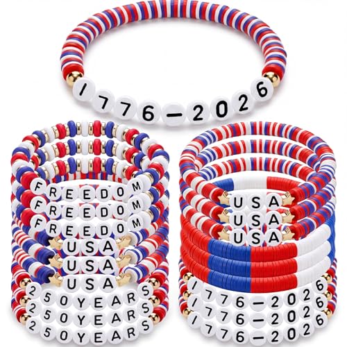 Bracelets américains patriotiques extensibles rouge blanc bleu pour fête et anniversaire