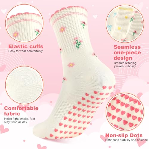 Image of Jspupifip Cute Pilates Socks for Women | Non Slip Yoga Socks with Grips for Barre Workout Athletic Hospital