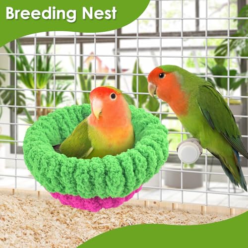 Image of KATUMO Bird Nest, 5.5inch Small Parrot Breeding Bed for Budgie, Parakeet, Cockatiel, Conure, Lovebird, Canary, Finch Birds (Green /Rose, Small)
