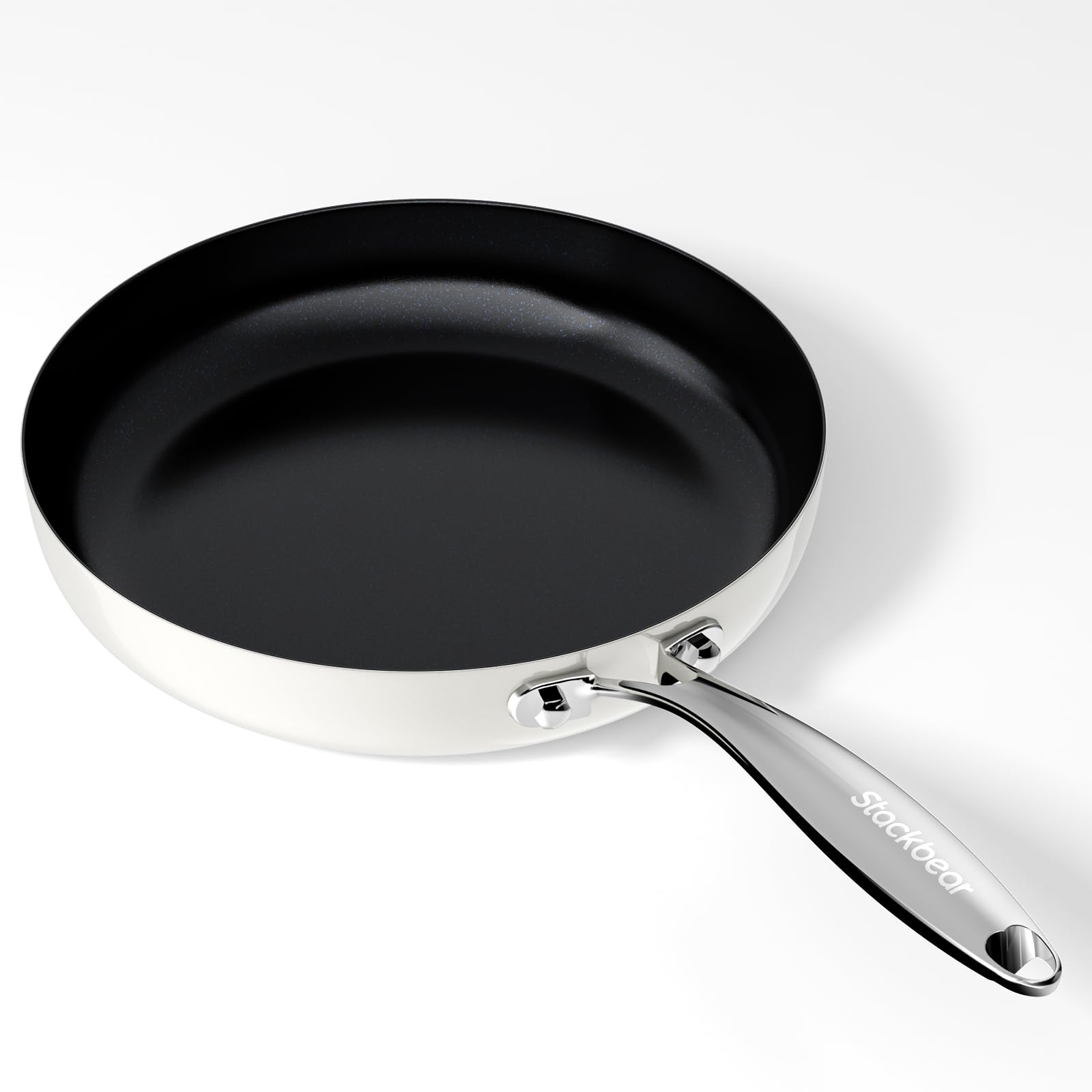 Stackbear Ceramic Nonstick Frying Pan for Cooking, 10 Inch Non Stick Tri-Ply Stainless Steel Pan, Non Toxic Skillet, PTFE & PFOA Free, Compatible with All Stovetops, Oven Safe