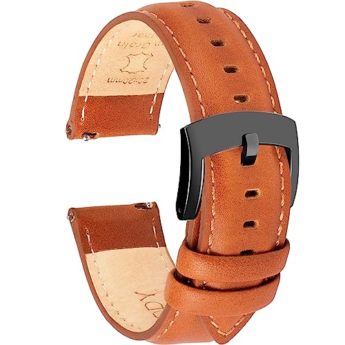 Image of OTTOODY Leather Watch Bands Quick Release, Elegant Top Grain Leather Watch Straps for Men & Women, Choice of Color & Width - 18mm, 19mm, 20mm, 21mm or 22mm Wristbands Bracelet for Watch & Smartwatch
