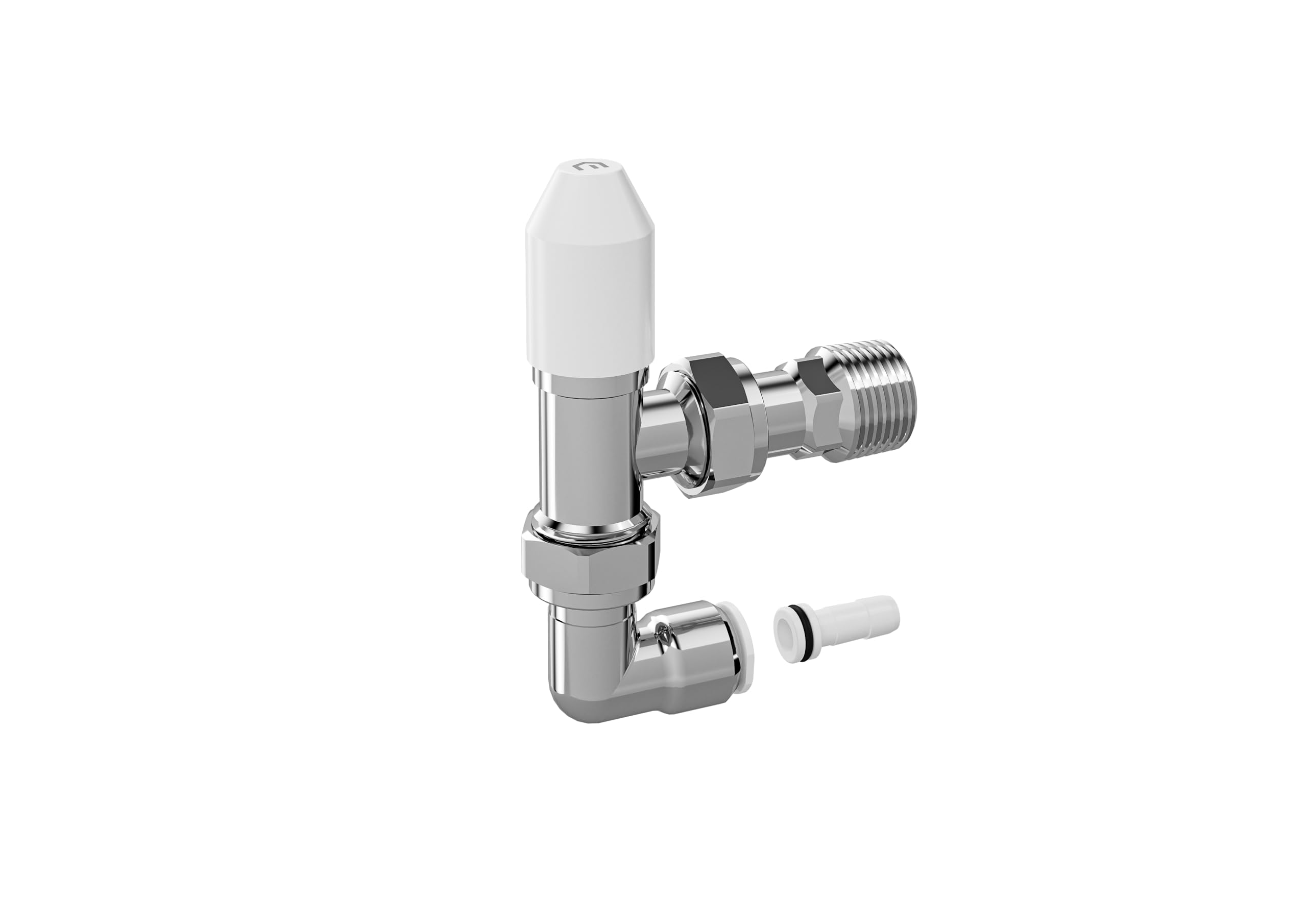 MYSON Matchmate Radiator Valve 10mm Lockshield Angled Chrome Pushfit 90 Degree Elbow