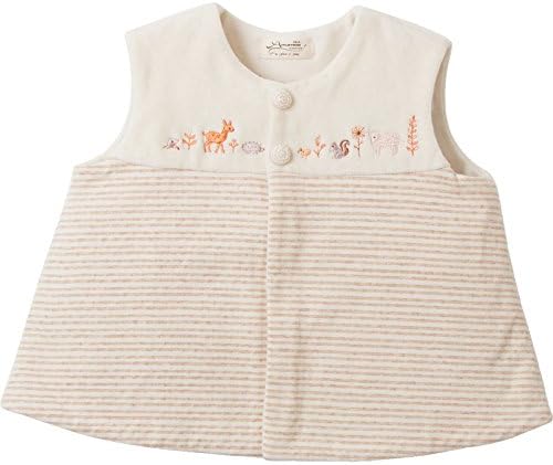 Amazon Co Jp 日本製 オーガニックコットン 小さな森の動物 新生児 赤ちゃん用 あったかベスト 70cm 男の子 女の子にも 秋 冬 ベビー服 ボーダー 服 ファッション小物