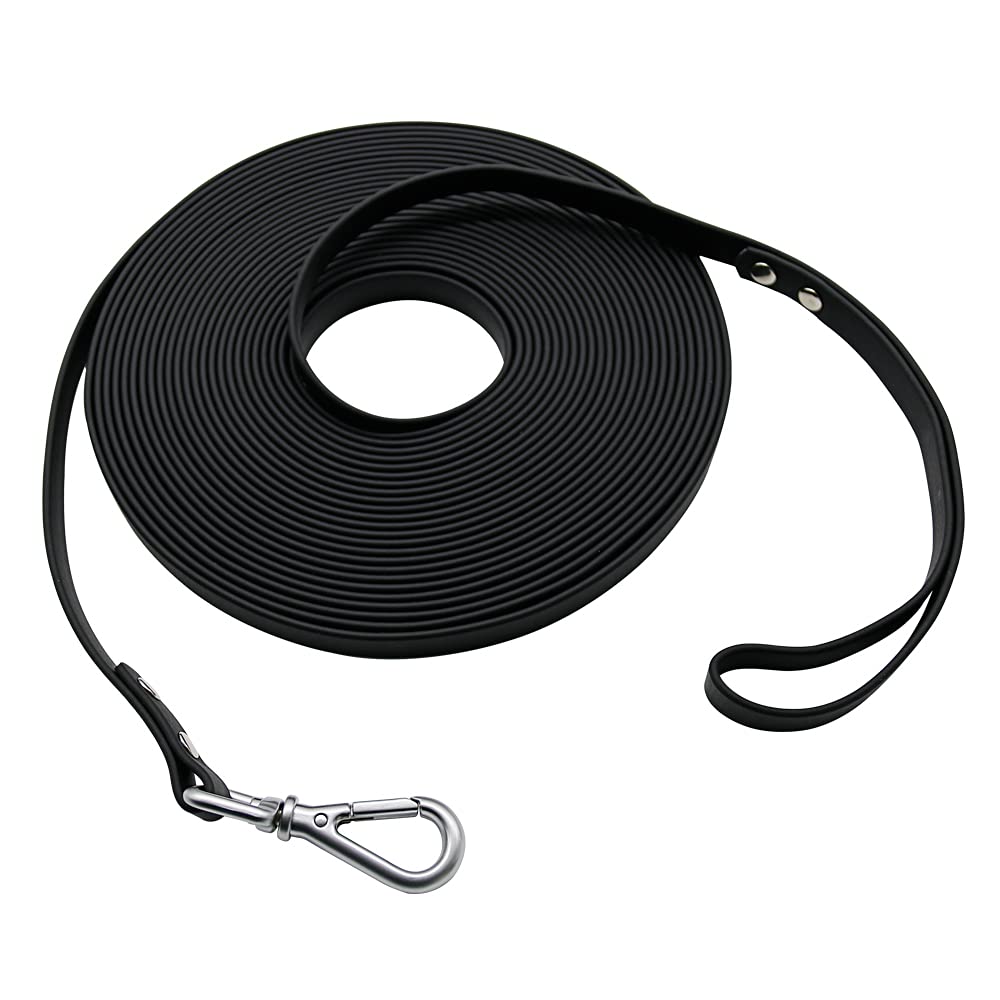 Nimble Waterproof Dog Leash Lead Durable Training Rope Outdoor Long Leash 5ft 10ft 13ft 16ft 30ft 50ft Great for Training, Beach, Yard, Play, Camping (30 feet, Black)