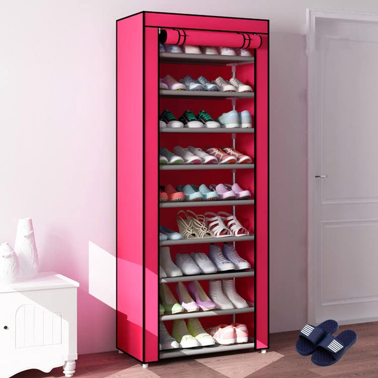 Tiers Shoe Rack Box for 27 Shoe Pairs, Foldable Shoe Rack, Foldable Shoe  Organizer Cover, Shoe Cover Rack, Portable Shoe Storage Cabinet (Pink)
