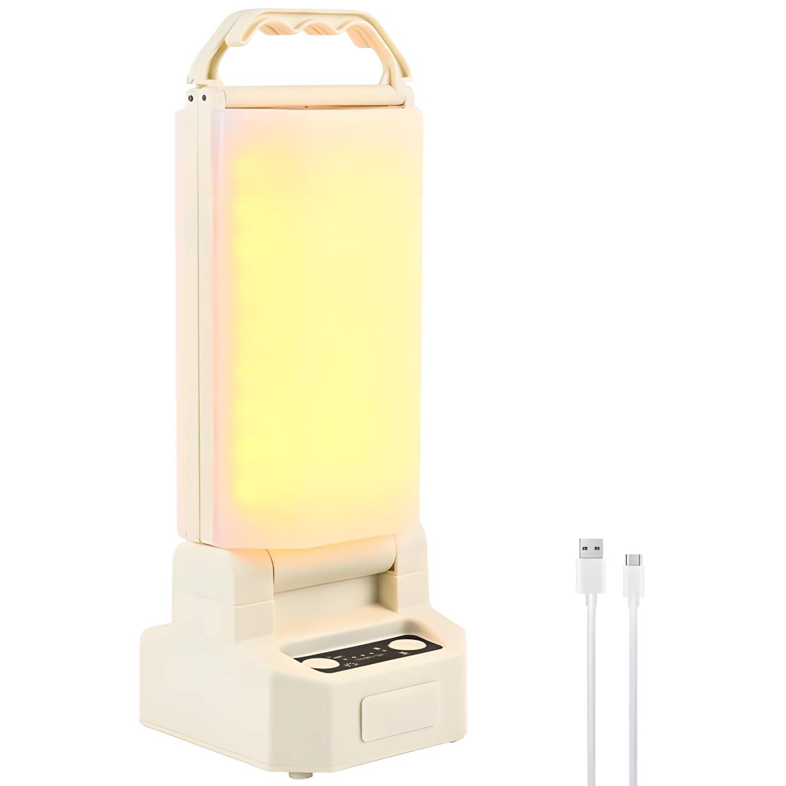 Linterna solar para acampar al aire libre, 4500 mAh recargable con 5 niveles de brillo, IP65 impermeable, luz cálida y fría ajustable, mango portátil