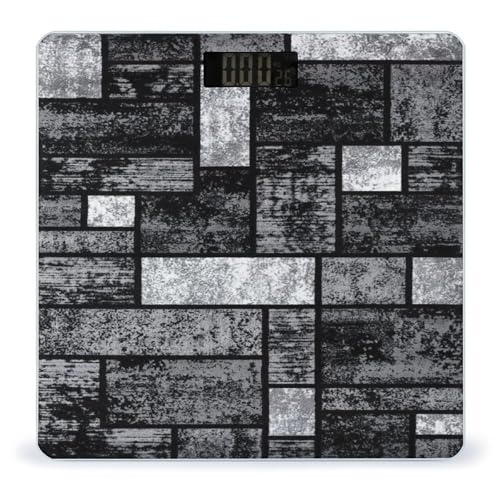 Balanza digital de baño gris abstracto con pantalla LCD miniatura 1