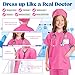 Doctor Costume for Kids Nurse Scrubs: Surgical Doctor Outfit with Lab Coat Carrying Bag Stethoscope for Career Day Cosplay (Pink, 120 (5-6 years))