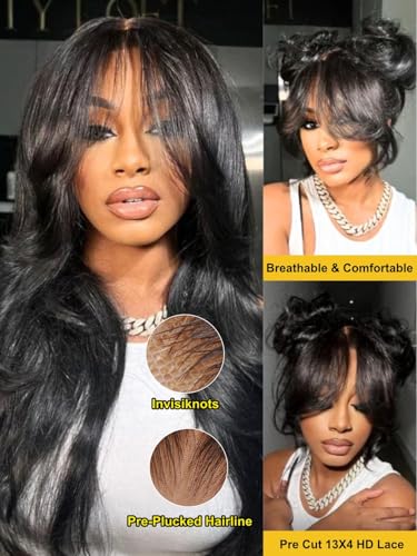 Image of Sunber 13x4 HD Lace Loose Wave Human Hair with Drawstring Wig Upgrade 3D Cap Bye Bye Knots Pre Cut13X4 Lace Front Put On and Go 3S Wear Glueless Wigs Pre Plucked Pre Bleached Invisible Knots 26Inch