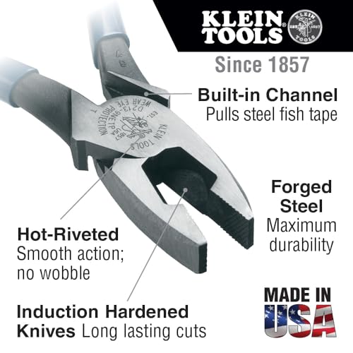 image for Klein Tools D213-9NETP Lineman's Fish Tape Pulling Pliers, Made in USA