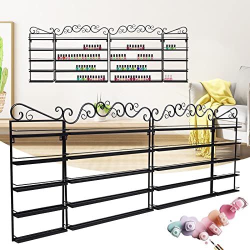 Queeucaer Estantería de pared para esmalte de uñas, 5 niveles, metal, soporte para esmalte de uñas, soporte para pintalabios, regalo de cumpleaños para mujeres, color negro