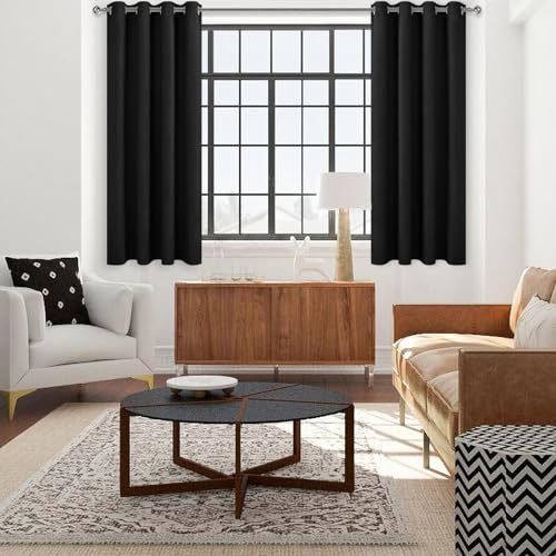 Image of DWCN Blackout Curtains for Bedroom Living Room 52 x 45 Inch 2 Panels Black