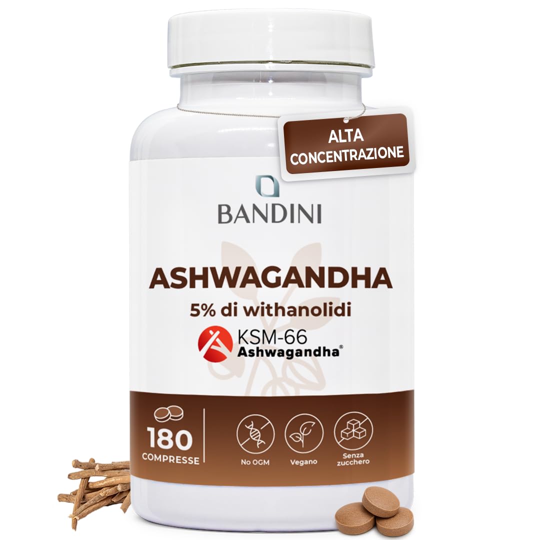 Bandini® Ashwagandha KSM-66® 180 Compresse (+6 Mesi) Withania Somnifera