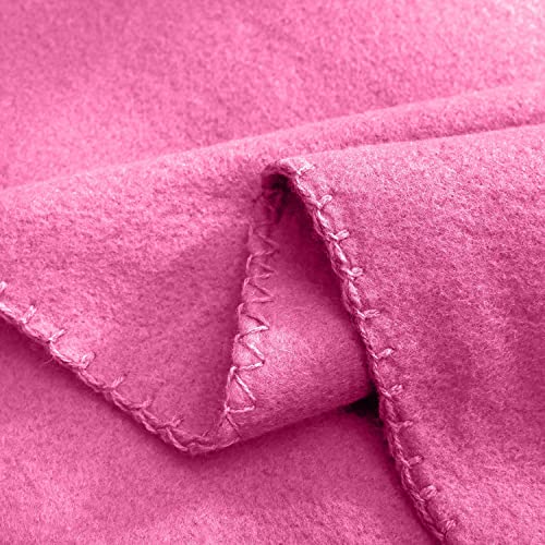 wometo 2er Set Polar Fleecedecke oekoTex 130x160 ca. 400g mit Anti-Pilling und Kettelrand rosa