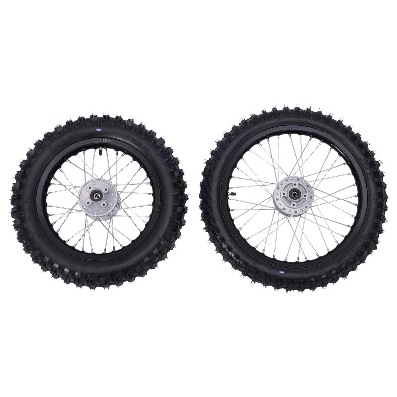 Set di cerchi in alluminio anodizzati 14" / 17" per moto da cross, pit bike, nero
