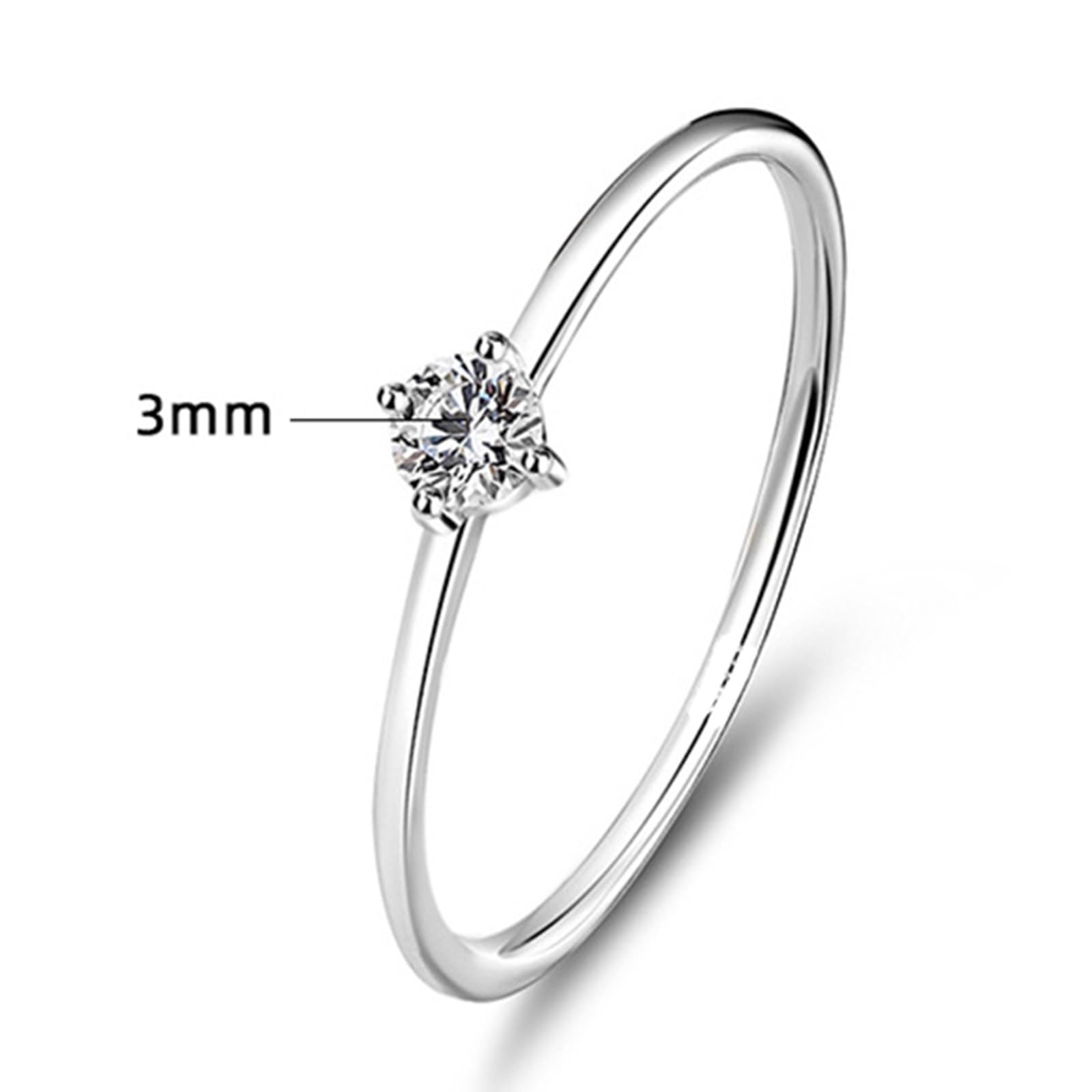 Anillo de compromiso de oro blanco de 9 K/14 K/18 K/Platino 950 para novia, anillo de compromiso 3 x 3 mm diamante blanco 0,16 ct