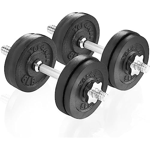Yes4All Adjustable Dumbbell Set with Weight Plates/Connector – Exercise & Workout Equipment – Size Options 40lbs to 200lbs