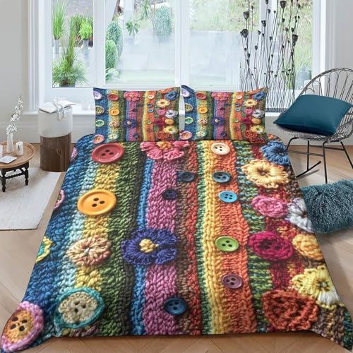 Housse de couette fleurs au crochet 3D microfibre de prestige super douce 140x200