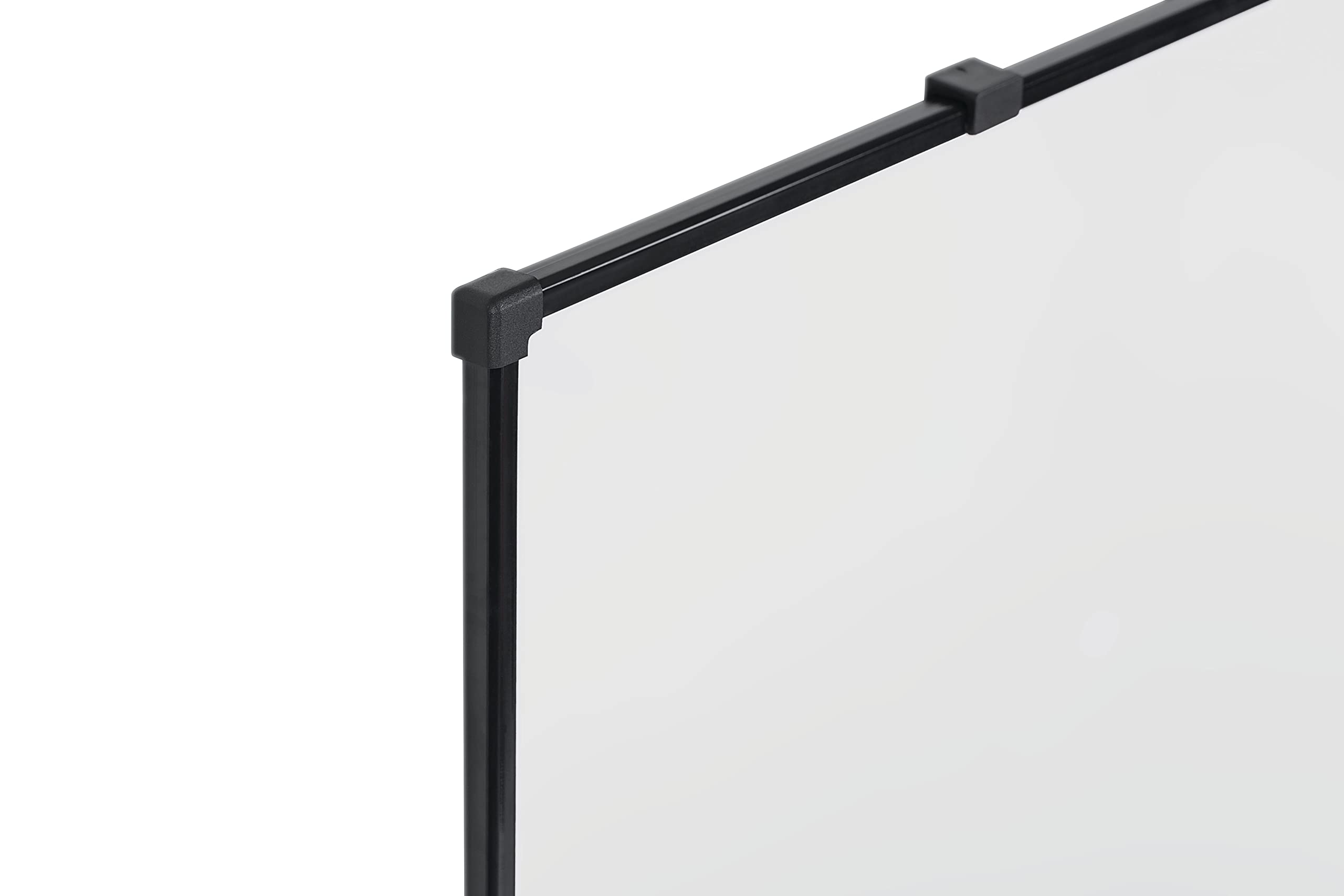 Economy Pizarra Blanca Magnética, 120 x 90 cm, Superficie de Acero Lacado en Seco, Marco de Tech Alloy Negro