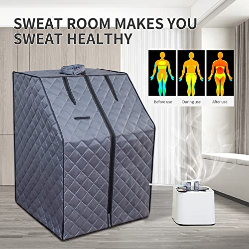 neolun Personal Portable Steam Sauna Tent with 1000W Heater and Remote Control, Indoor Use, Compact Design, Grey