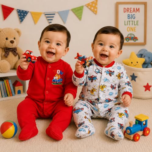 Image of EIO 100% Cotton Rompers Sleepsuits Jumpsuit Night Suits for Infants Newborn Baby Boys & Girls