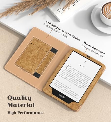 Image of MoKo Case for 7 inch /6.8 inch Kindle Paperwhite(12th /11th Gen-2024 /2021) and Kindle Colorsoft Signature Edition, Slim PU Shell Cover Case with Auto-Wake /Sleep for Kindle Paperwhite 2024, Vintage Kraft Paper
