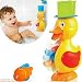 Large Yellow Duck Bath Toy for Toddler and Baby - Super Interactive Bathtub Water Fun! Bonus: Floating Fish