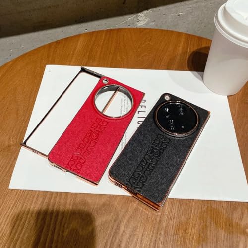 Image of MILLION CASES Back Cover Case for OnePlus Open Shockproof Protective Refined Elegance Electroplated Leather Case for Men & Boys(Black)
