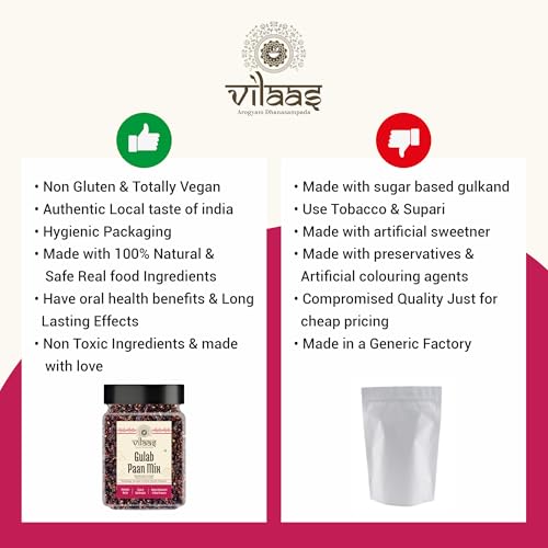 Image of Vilaas Gulab Paan Mukhwas, 200 Gm | Gulab Paan Mouth Freshener | Refreshing & Digestive After Meal Snack Mukhwas | Hygienically Packed Mukhwaas