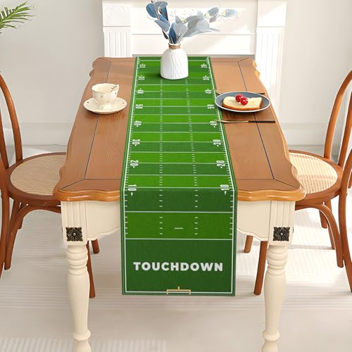 Pudodo Football Field Table Runner Touchdown Game Day Tablecloth Football Theme Birthday Party Kitchen Dining Home Decoration (13" x 72") - Image 4