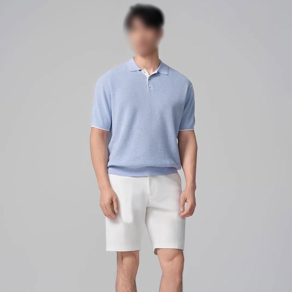 Polo De Punto Transpirable De Manga Corta, Top Suave con Cuello De 3 Botones, para El Trabajo