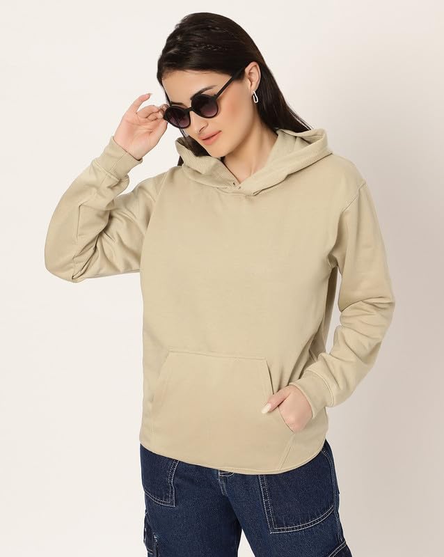 Image of BE SAVAGE Women's Solid Full Sleeves Cotton Hoodie
