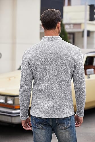 Coofandy B0B5QZWGGG_CA NARF Men'S Quater Button Down Casual Pullover Sweater Slim Fit Henley Top Grey thumb #2