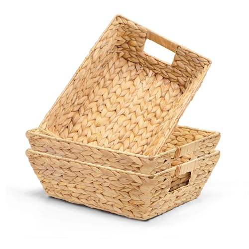 Set of 3 Snack Baskets, Wicker Snack Basket Organizer for Office,...
