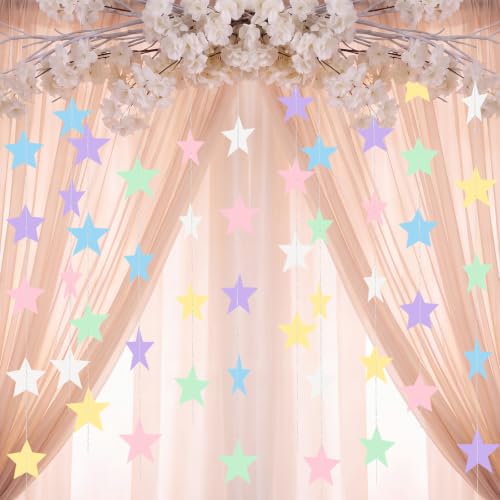 Image of Patelai 130 Feet Star Garland Pastel Rainbow