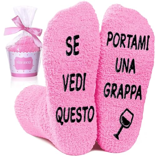 QZOSZ Women's Funny Socks, Non-Slip Socks for Women, Gifts SUSHI/GRAPPA/SCENTED CANDLES, Women's Winter Socks Gift Ideas for Best Friend Mother's Day Birthday Christmas, GRAPPA, 39-42