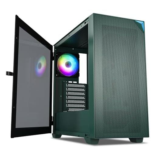 VETROO AL800 Full Tower PC Computer Case w/Door Opening Design Tempered Glass, E-ATX/ATX Support, Built-in ARGB LED Strip, Pre-Installed ARGB & PWM FDB Fan in Rear, Support for 40 Series GPUs -Green