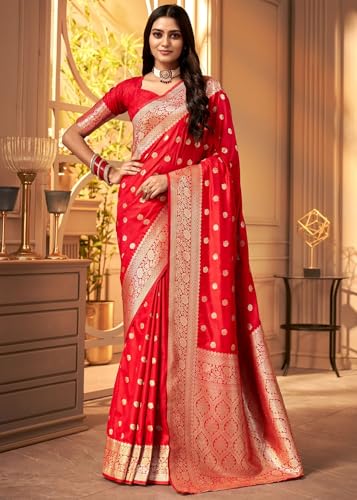 Image of C J Enterprise Women's Banarasi Saree Pure Kanjivaram Style Silk Saree With Blouse Piece for Wedding (Pari 121)