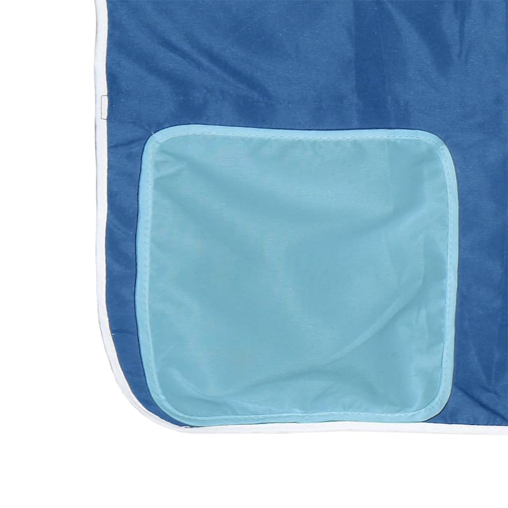 Cortinas para cama alta con túnel y torre azul de poliéster, juego de accesorios de 7 piezas con bolsillos de almacenamiento, fijación estable y diseño adecuado para niños
