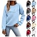 HofeUodo Pullover Damen Sweatshirt Damen Ohne Kapuze - Pulli Sweater Rundhals Oversize - mit Buchstaben Druck - Locker - Sweatshirts Streetwear Langarm - Einfarbig - Casual Y2K - Alltag