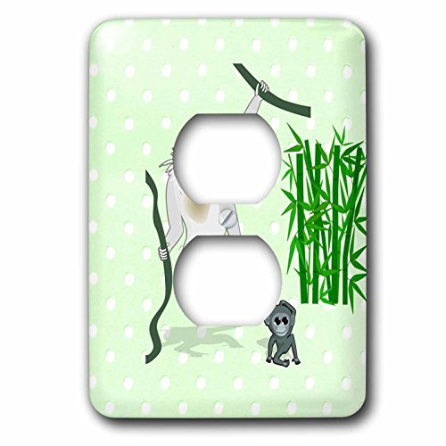 Impression de mère et bébé singe sur plaque double prise pour chambre enfant