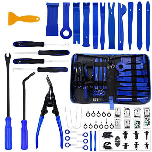 Wetado Trim Removal Tool, 200Pcs Trim Tool Auto Removal Kit, Plastic Panel Fastener Removal Tool, Trim Removal Kit For Car/Trim/Panel/Door/Audio,Auto Clip Pliers (Blue+ Orange-200Pcs) #TOP16