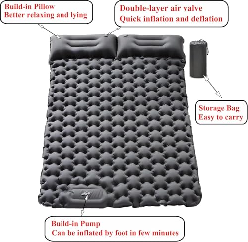 Matelas de camping double gonflable ultra léger et résistant haute performance