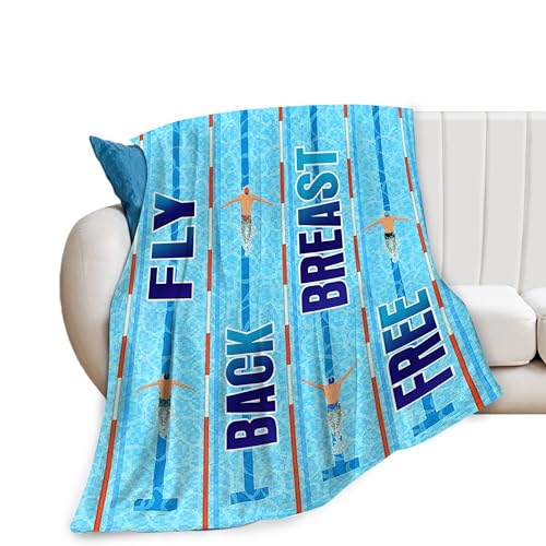 Swimming Blanket Swim Gifts for Girls/Swimmer Sport Throw Blankets Soft Blanket Warm Fleece Flannel Plush Blankets for Bed Sofa Couch 50"x60"