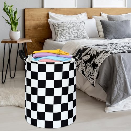Image of Round Laundry Hamper Clothes Storage Basket Fabric Storage Hamper Organization Storage Bin, Nursery Box,Gift Basket with Handles