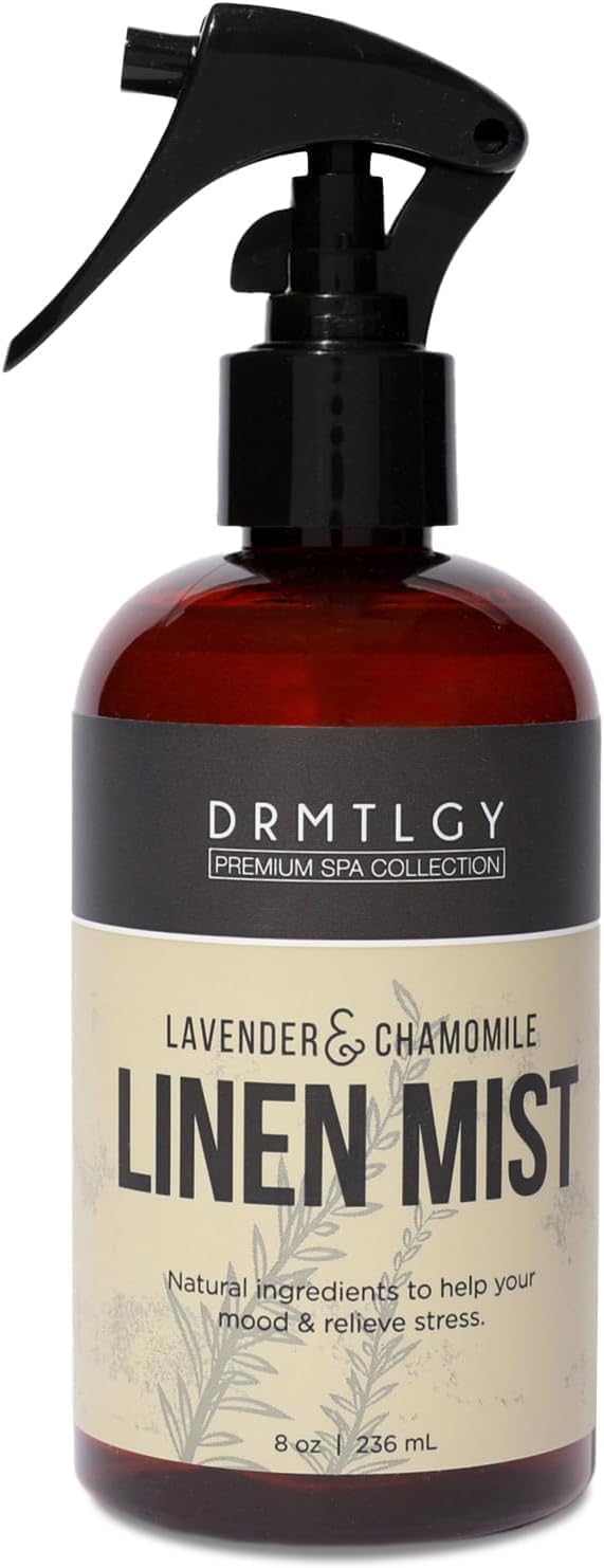 DRMTLGYNatural Lavender Linen Mist and Room Spray. Pure Lavender Essential Oil and Chamomile Pillow Spray, and Fabric Aromatherapy Spray, 8oz, 2 pack