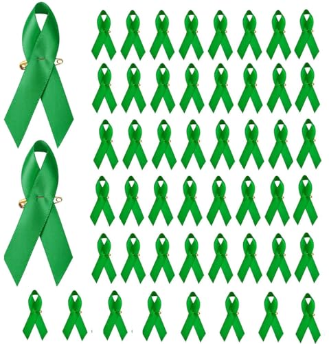 Liasun 50 PCS Ribbon Satin Pins, Cancer Awareness Satin Ribbon Brooches with Safety Pins, Bulk Hope Faith Charity Lapel pins for Society Events Party Event Supplies Clothing Decoration,1.4 x 3 Inch